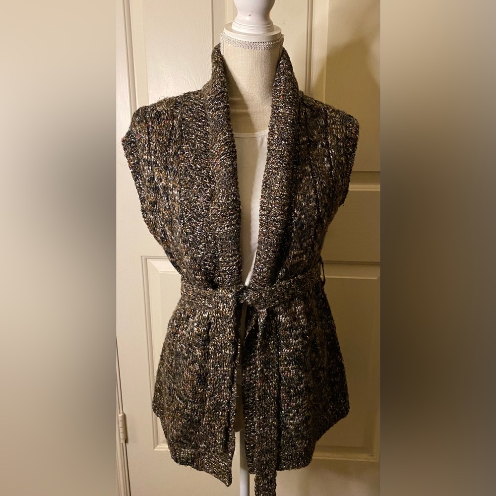 Chicos Brown Multicolor Sleeveless Sweater Vest Size 1 EUC